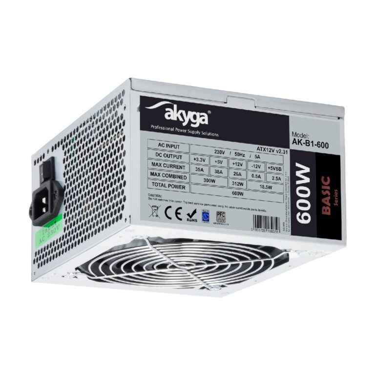 Τροφοδοτικό ATX Akyga AK-B1-600 P4 PCI-E 6+2 pin 4x SATA 2x Molex PPFC FAN 12cm