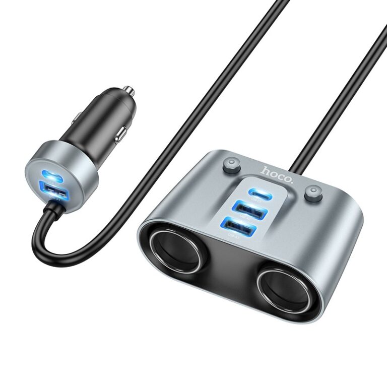 Φορτιστής Αυτοκινήτου Hoco Z51 Establisher 3xUSB QC3.0 και 2xUSB-C PD30W με Διπλή Υποδοχή για Αναπτήρα 147W