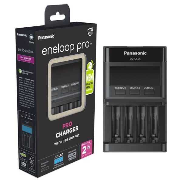 Φορτιστής Μπαταριών Panasonic eneloop pro BQ-CC65 για AA/AAA & USB Output με Οθόνη Led New Eco Pack