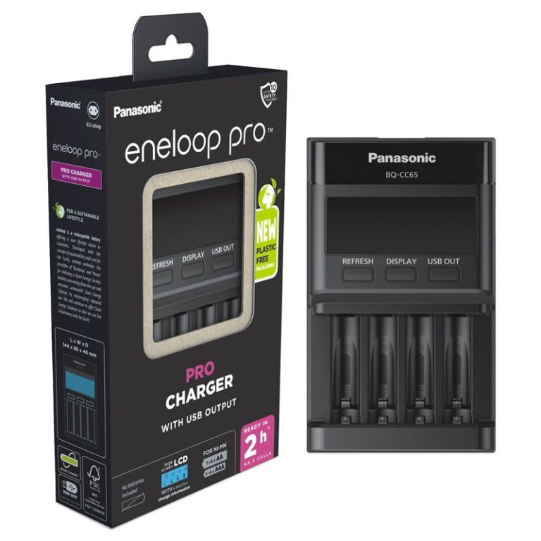 Φορτιστής Μπαταριών Panasonic eneloop pro BQ-CC65 για AA/AAA & USB Output με Οθόνη Led New Eco Pack