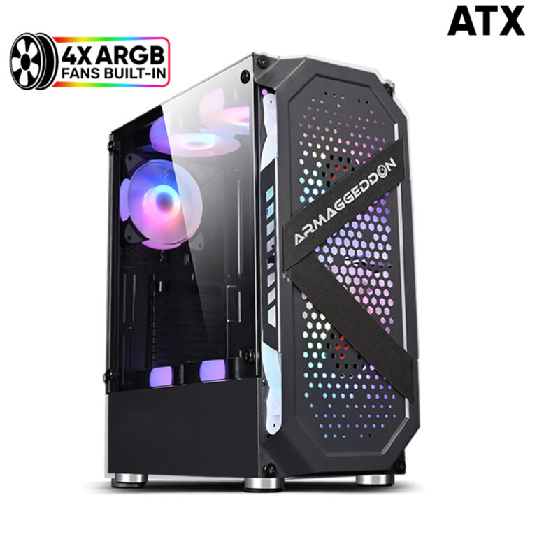 ARMAGGEDDON GAMING PC CASE WITH 4 ARGB FANS TRITRON PRO 200 BLACK