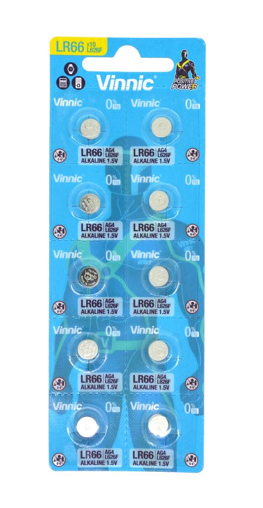 Buttoncell Vinnic L626F AG4 LR66 Τεμ. 10 με Διάτρητη Συσκευασία