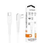 LAMTECH TYPE-C TO TYPE-C 60W ANGLED DATA & CHARGE CABLE 1M WHITE