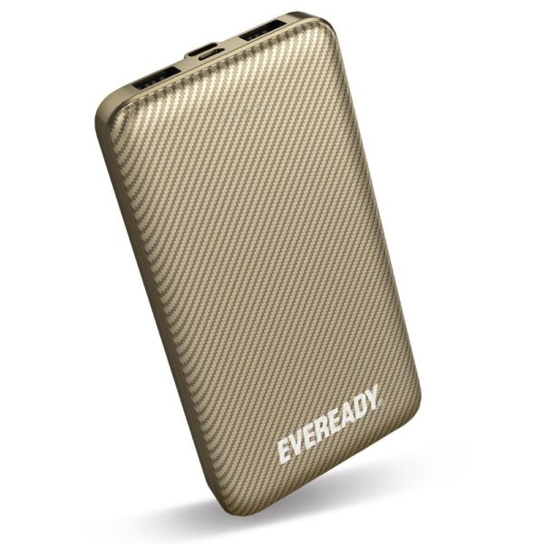 Power Bank Energizer Eveready Slim 10000mAh 2A  με 2x USB 2.0 και LED Ένδειξη Μπαταρίας Χρυσαφί