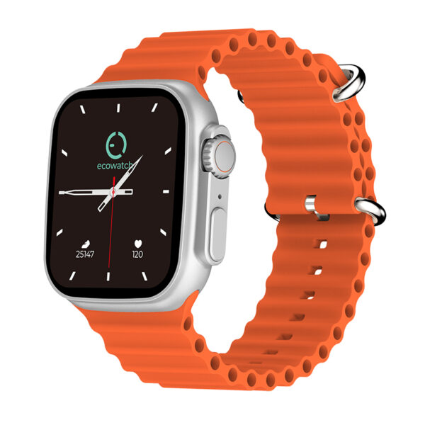 Smartwatch Ecowatch 2 1.95” 230mAh IP67 Ασημί με Πορτοκαλί Silicon Band με Call Function