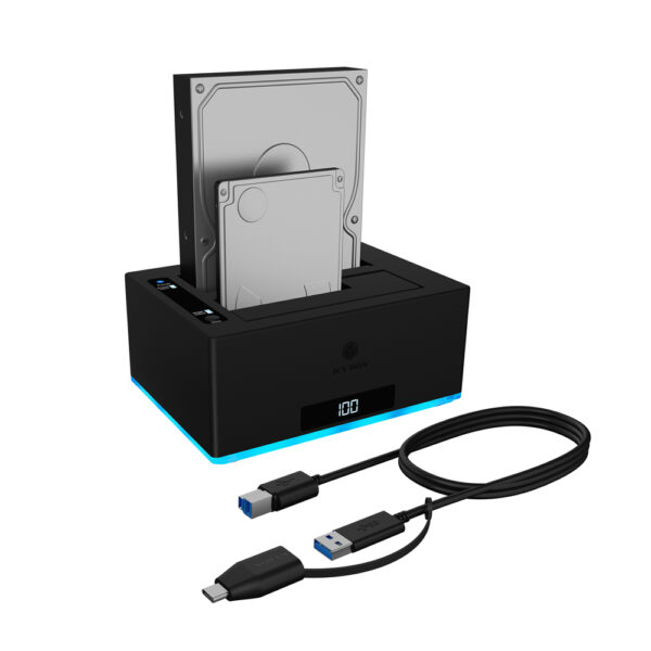 ICY BOX RGB USB 3.2 DOCKING AND CLONE STATION FOR 2x2.5'/3.5' HDD/SSD BLACK