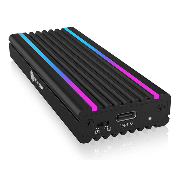 ICY BOX TYPE-C 3.2 GEN2 TO PCIe NVMe SSD ENCLOSURE WITH LED STRIPES