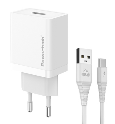 POWERTECH φορτιστής τοίχου PT-1322 με καλώδιο USB-C