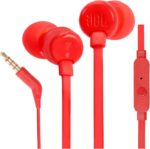 Hands Free JBL Tune 110 In-ear 3.5mm Pure Bass Sound 9mm με Μικρόφωνο και Πλακέ Καλώδιο JBLT110RD Κόκκινα