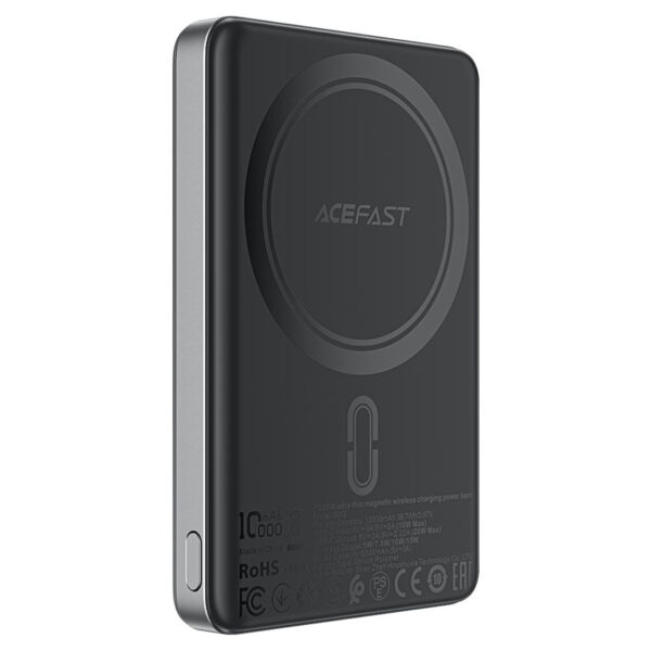 Power Bank Acefast M12 10000mAh 1xUSB-C 20W με Ασύρματη Φόρτιση και LED Ενδειξη Μαύρο