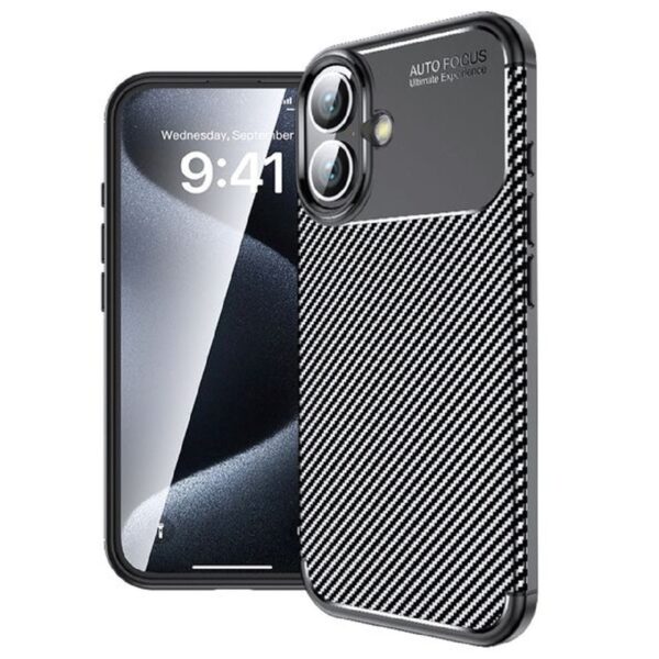 Θήκη Ancus AutoFocus Carbon Fiber για Apple iPhone 16 Μαύρη