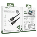 Καλώδιο Acefast C9-04 Μεταλλικό USB σε USB-C 3.0A Γρήγορη Φόρτιση Braided Μαύρο 1.2m - Image 2