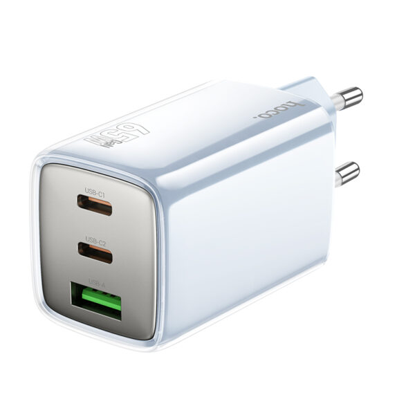 Φορτιστής Ταξιδίου Hoco N41 Almighty με 2xUSB-C 65W and USB-A 30W Εξόδους Φόρτισης Μπλέ