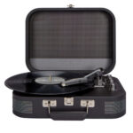 AIWA VINTAGE TURNTABLE IN LEATHER BRIEFCASE WITH 2 WAY BLUETOOTH