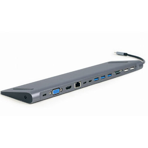 CABLEXPERT USB TYPE-C 9-IN-1 MULTIPORT ADAPTER (USB HUB + HDMI + VGA + PD + CARD READER + LAN + 3.5MM)
