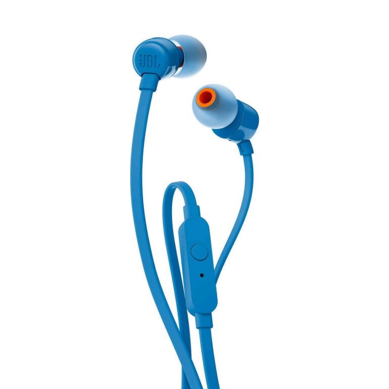 Hands Free JBL Tune 110 In-ear 3.5mm Pure Bass Sound 9mm με Μικρόφωνο και Πλακέ Καλώδιο JBLT110BLU Μπλε