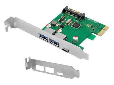 POWERTECH κάρτα επέκτασης PCIe σε 2x USB & 1x USB-C ST627