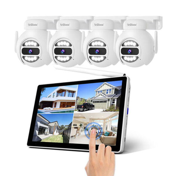 SRIHOME 5MP HD WIRELESS TOUCH NVR WITH 4 IP CAMERAS