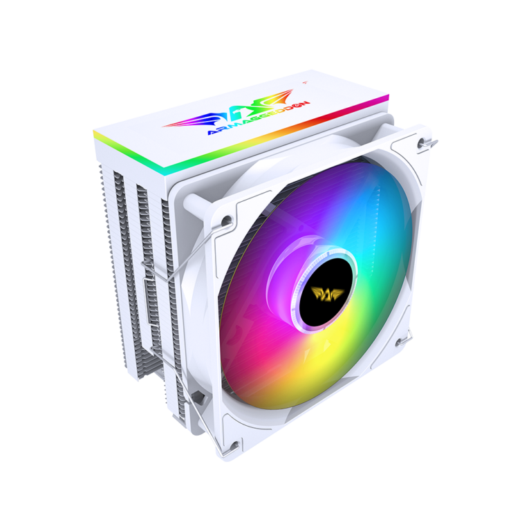 ARMAGGEDDON ARGB SILENT 12CM CPU COOLING FAN 6 HEAT PIPES WHITE