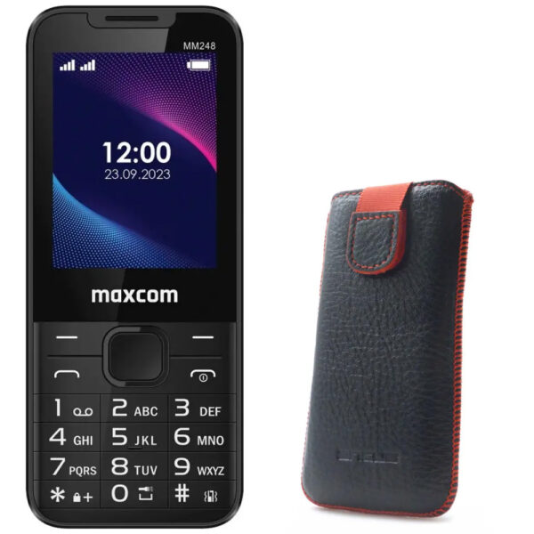 Maxcom Strong MM248 (Dual Sim) 2.4" 4G  και Δώρο Θήκη Protect Ancus Δέρμα Μαύρη με Κόκκινη Ραφή