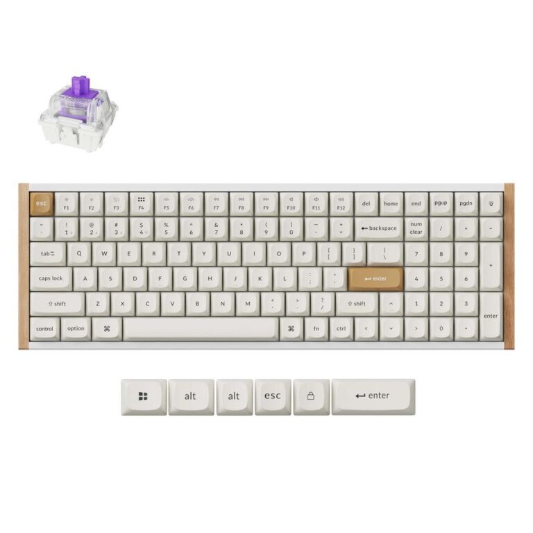 Keychron K4 HE (K4H-Q1) Special Wood Edition White Wireless Magnetic Hall Effect RGB Keyboard 96% US