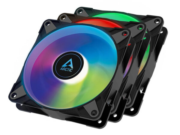 Arctic P12 PWM PST A-RGB - 3 Case Fans 0dB 120mm Pressure optimized PWM controlled speed with PST-A