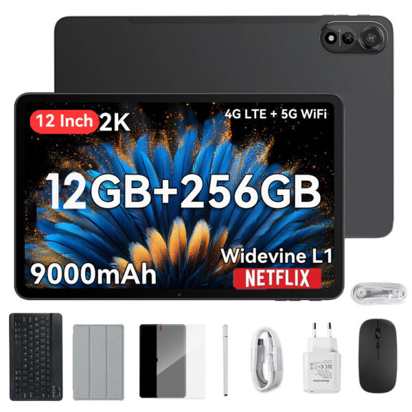 BLACKVIEW OCTA-CORE TABLET 12' (12GB+256GB) MEGA 2 SET 4G ANDROID 15  GREY