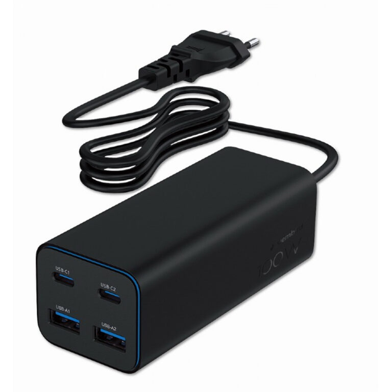 GEMBIRD 4-PORT 100W GaN USB PD FAST CHARGER BLACK