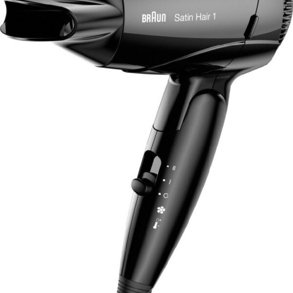 Πιστολάκι Μαλλιών Ταξιδίου Braun BRHD130 Satin Hair 1 Style & Go 1200W με 2 Επίπεδα Θέρμανσης και Ιονική Λειτουργία Μαύρο