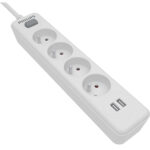 Πολύπριζο Philips SPN3042WA/19 με 4 Θύρες Εισαγωγής Σούκο Διακόπτη On/Off και 2 Θύρες USB Καλώδιο 2m Λευκό