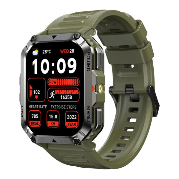 BLACKVIEW MULTI-FUNCTION SMARTWATCH WITH FLASHLIGHT COMPASS BT CALL & HEALTH MANAGEMENT GREEN
