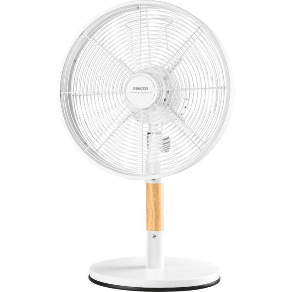 Επιτραπέζιος Ανεμιστήρας Sencor SFE 3080WH 35W με 3 Ταχύτητες και Μεταλλικό Σώμα με Φυσικό Ξύλο