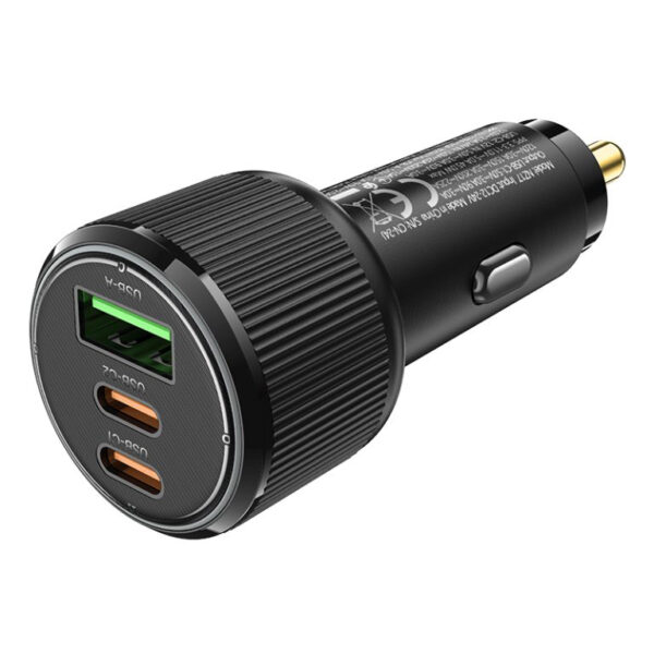 Φορτιστής Αυτοκινήτου Hoco NZ17 Avant-garde 1xUSB-A και 2xUSB-C 75W PD+QC Black