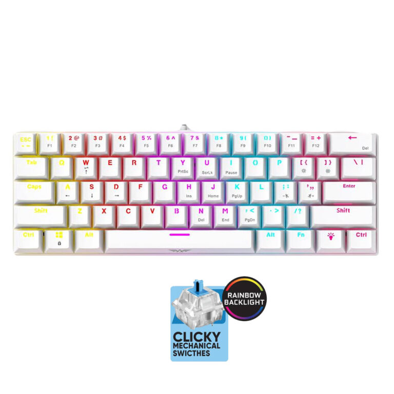 ARMAGGEDDON 61-KEYS WIRED MECH KEYBOARD BL.SW. MKA-1C CORE CLICKY WHITE