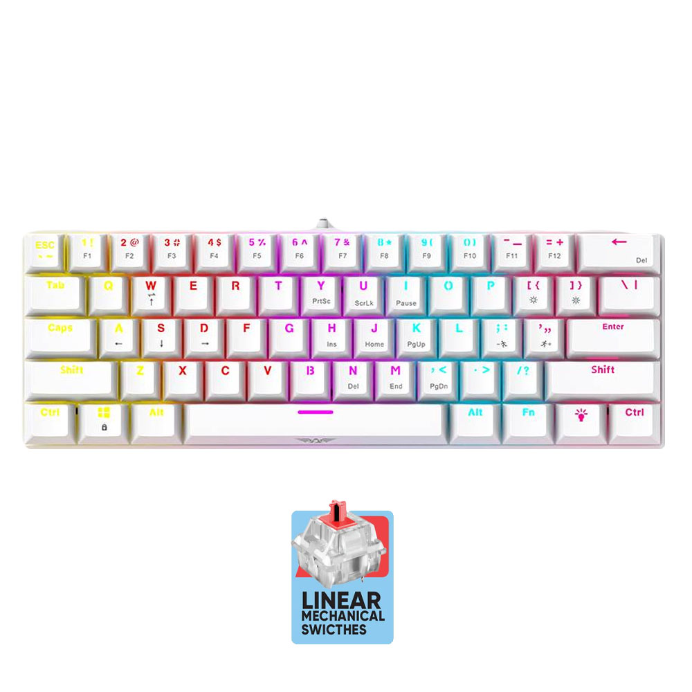 ARMAGGEDDON 61-KEYS WIRED MECH KEYBOARD RED.SW. MKA-1C CORE LINEAR WHITE