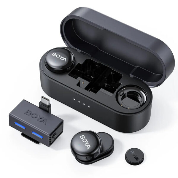5mm AI-Powered Button Wireless Microphone 2 TX + 1 RX + charging Case
