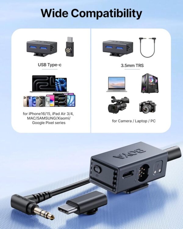 5mm AI-Powered Button Wireless Microphone 2 TX + 1 RX no Case