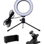 CABLETIME φωτιστικό δαχτυλίδι LED CT-LRL6-PB με μίνι τρίποδα & σφιγκτήρα