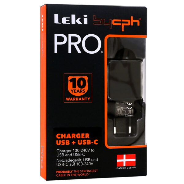 Φορτιστής Ταξιδίου Leki Pro με USB και USB-C 5V 3.0A  Μαύρος