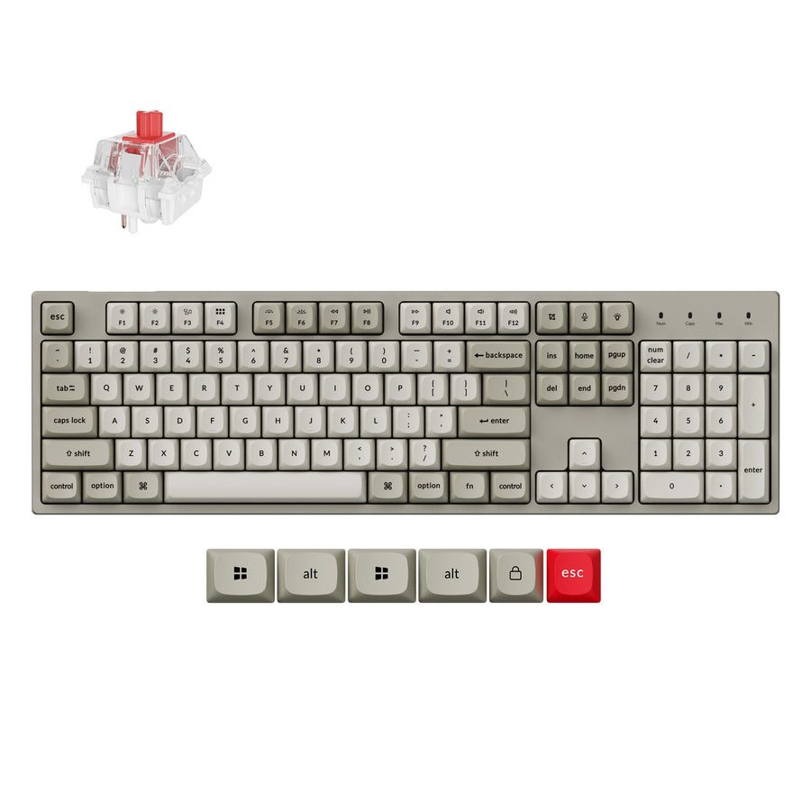 Keychron C2 Pro (C2PX-M1) QMK/VIA Mechanical Red Switch - 8K Polling Rate Hot Swap. 100% US Retro RG