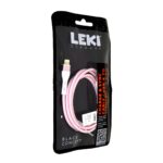 Καλώδιο Σύνδεσης και Φόρτισης Leki Black Concept USB-A σε Lightning Braided Ροζ 1m