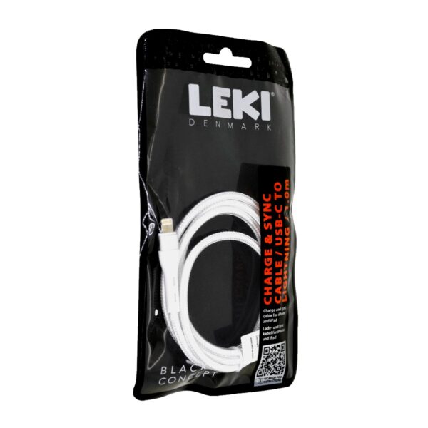 Καλώδιο Σύνδεσης και Φόρτισης Leki Black Concept USB-C σε Lightning Braided Λευκό 1m
