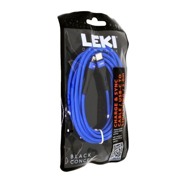 Καλώδιο Σύνδεσης και Φόρτισης Leki Black Concept USB-C σε Lightning Braided Μπλε 2m