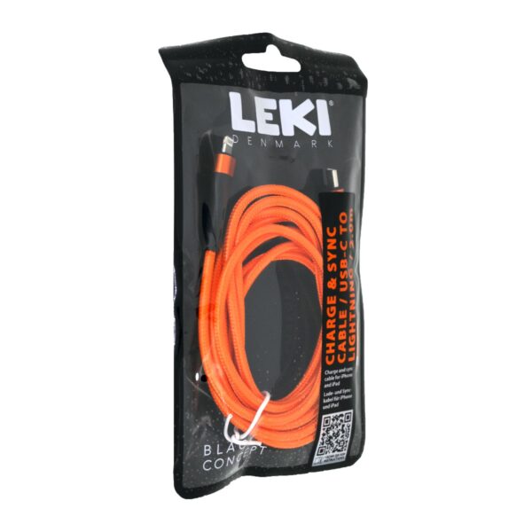 Καλώδιο Σύνδεσης και Φόρτισης Leki Black Concept USB-C σε Lightning Braided Πορτοκαλί 2m