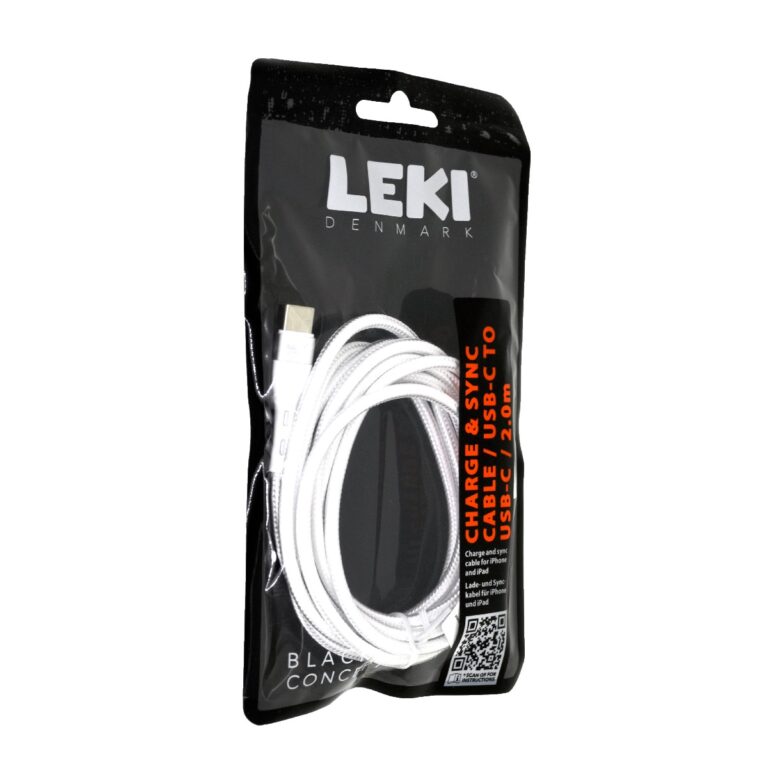 Καλώδιο Σύνδεσης και Φόρτισης Leki Black Concept USB-C σε USB-C Braided Λευκό 2m