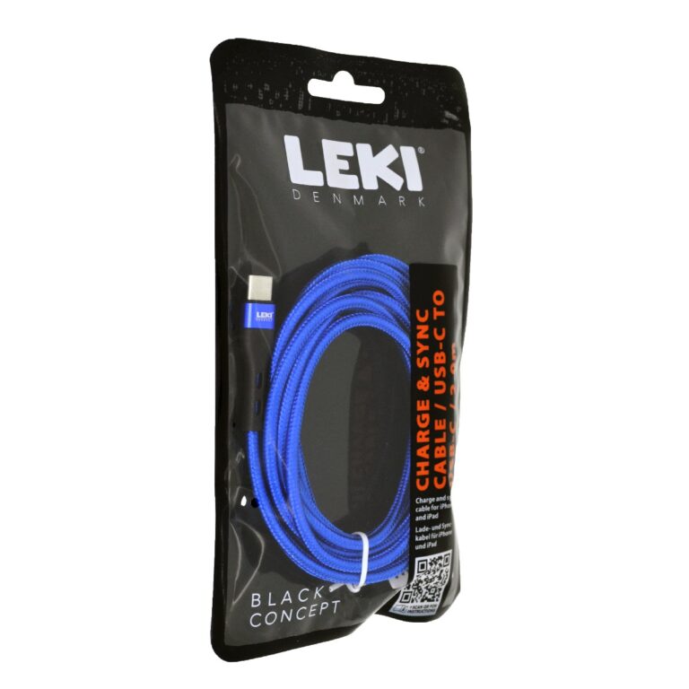 Καλώδιο Σύνδεσης και Φόρτισης Leki Black Concept USB-C σε USB-C Braided Μπλε 2m