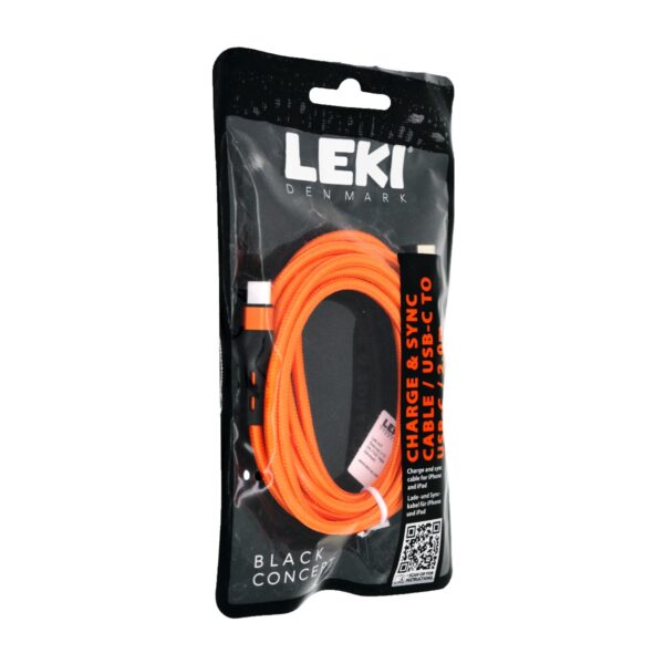 Καλώδιο Σύνδεσης και Φόρτισης Leki Black Concept USB-C σε USB-C Braided Πορτοκαλί 2m