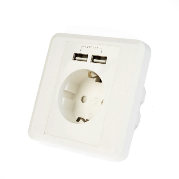 ENERGENIE AC WALL SOCKET WITH 2 PORT USB CHARGER 2