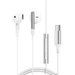 Hands Free Acefast L3 Earphones Stereo USB-C με Μικρόφωνο και Πλήκτρο Λειτουργίας Braided Λευκό 1.2m. Συμβατά με Όλες τις Συσκευές USB-C.