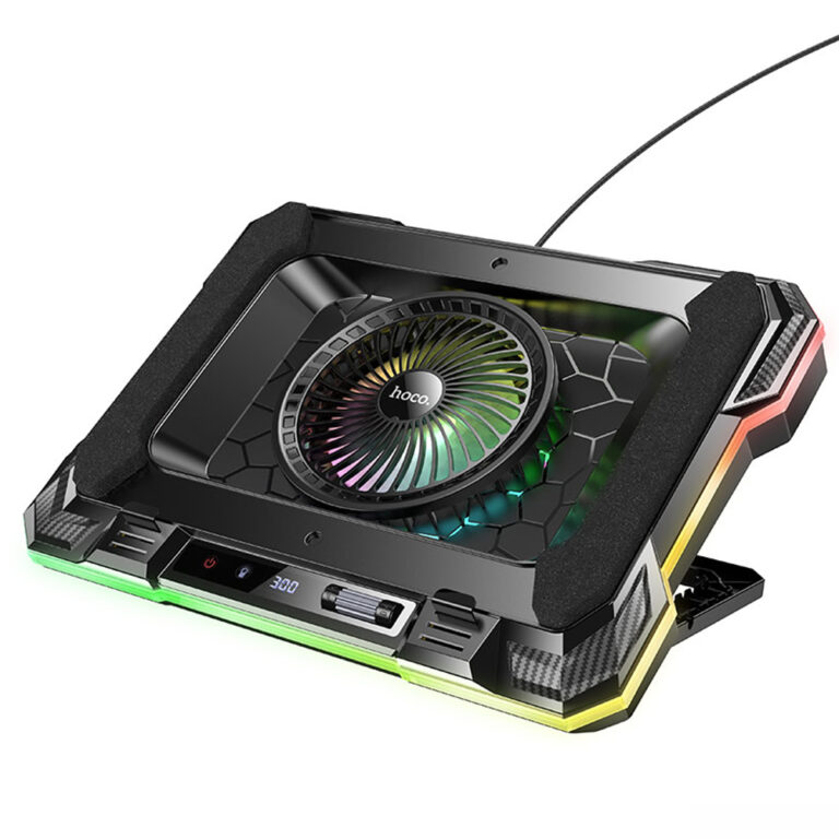 Laptop Cooler Hoco DH20 Μαύρο RGB με Ανεμιστήρακι 2200Rpm και Stand Κινητού για Φορητούς Υπολογιστές έως 19"